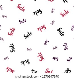 Light Pink, Red vector seamless pattern with sale signs. Illustration with signs of sales on abstract template. Design for business ads, commercials.