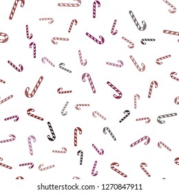 Light Pink, Red vector seamless template with sweet christmas sticks.