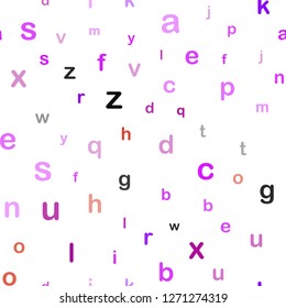 Light Pink, Red vector seamless layout with latin alphabet. Shining colorful illustration with isolated letters. Design for textile, fabric, wallpapers.