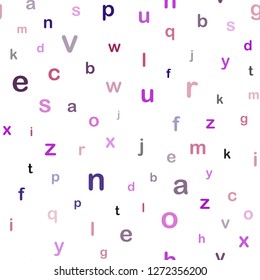 Light Pink, Red vector seamless pattern with ABC symbols. Shining illustration with ABC symbols on abstract template. Pattern for trendy fabric, wallpapers.