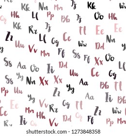 Light Pink, Red vector seamless layout with latin alphabet. Shining colorful illustration with isolated letters. Design for wallpaper, fabric makers.