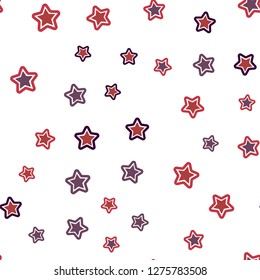 Light Pink, Red vector seamless texture with beautiful stars. Shining colored illustration with stars. Template for business cards, websites.