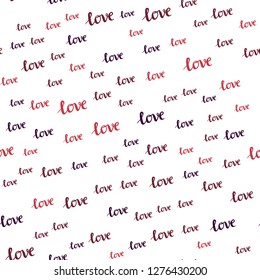 Light Pink, Red vector seamless template with text LOVE YOU. Phrase LOVE YOU with colorful gradient in abstract style. Texture for window blinds, curtains.