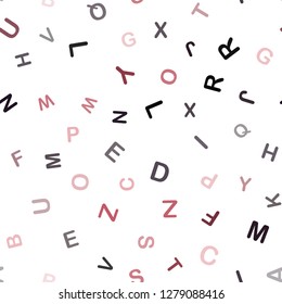 Light Pink, Red vector seamless template with isolated letters. Blurred design in simple style with signs of alphabet. Pattern for trendy fabric, wallpapers.