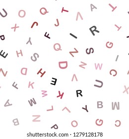 Light Pink, Red vector seamless template with isolated letters. Colored alphabet signs with gradient on white background. Design for textile, fabric, wallpapers.