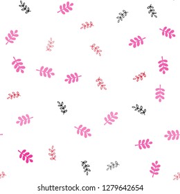 Light Pink, Red vector seamless natural background with leaves. leaves on elegant natural pattern with gradient. Design for textile, fabric, wallpapers.