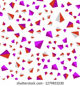 Light Pink, Red vector seamless, isometric template with crystals, triangles. Modern abstract illustration with colorful triangles. Template for business cards, websites.