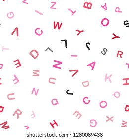 Light Pink, Red vector seamless layout with latin alphabet. Modern geometrical illustration with ABC english symbols. Pattern for design of fabric, wallpapers.