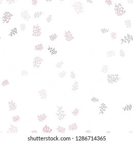 Light Pink, Red vector seamless doodle pattern with leaves, branches. An elegant bright illustration with leaves and branches. Pattern for design of window blinds, curtains.