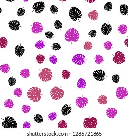 Light Pink, Red vector seamless abstract background with leaves. leaves on elegant natural pattern with gradient. Design for wallpaper, fabric makers.