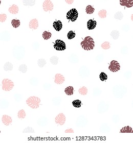 Light Pink, Red vector seamless elegant wallpaper with leaves. A vague abstract illustration with leaves in doodles style. Design for wallpaper, fabric makers.