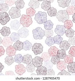 Light Pink, Red vector seamless abstract design with flowers. Colorful illustration in doodle style with flowers. Pattern for design of fabric, wallpapers.