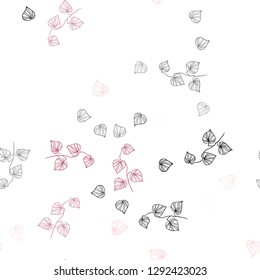 Light Pink, Red vector seamless abstract design with leaves. Decorative illustration with doodles on abstract template. Pattern for design of window blinds, curtains.