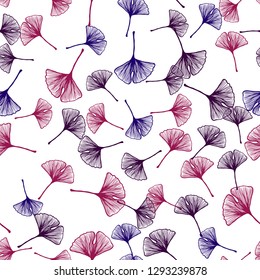 Light Pink, Red vector seamless doodle pattern with leaves. Brand new colored illustration in blurry style with leaves. Pattern for design of fabric, wallpapers.