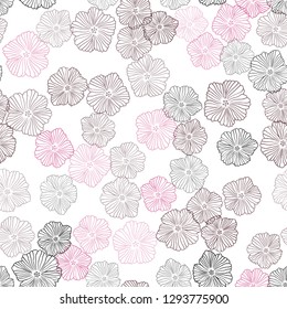 Light Pink, Red vector seamless natural artwork with flowers. Decorative design of flowers on white background. Design for textile, fabric, wallpapers.