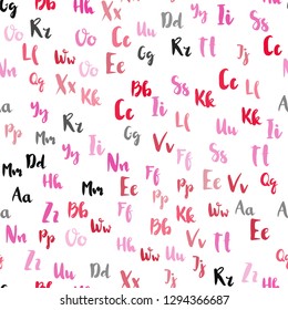 Light Pink, Red vector seamless texture with ABC characters. Shining illustration with ABC symbols on abstract template. Design for wallpaper, fabric makers.