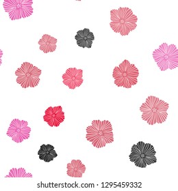 Light Pink, Red vector seamless abstract backdrop with flowers. Flowers in natural style on white background. Template for business cards, websites.