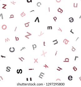 Light Pink, Red vector seamless layout with latin alphabet. Abstract illustration with colored latin alphabet. Texture for window blinds, curtains.