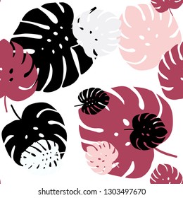Light Pink, Red vector seamless natural background with leaves. Brand new colored illustration in blurry style with leaves. Design for wallpaper, fabric makers.