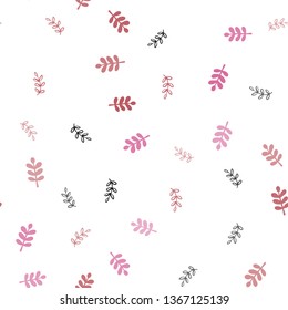 Light Pink, Red vector seamless doodle background with leaves. leaves on blurred abstract background with gradient. Pattern for trendy fabric, wallpapers.