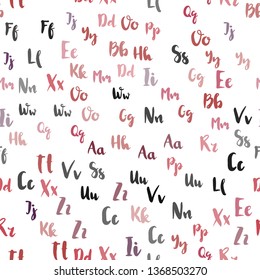 Light Pink, Red vector seamless background with signs of alphabet. Colored alphabet signs with gradient on white background. Design for wallpaper, fabric makers.