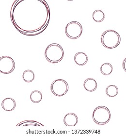 Light Pink, Red vector seamless texture with disks. Modern abstract illustration with colorful water drops. Pattern for design of fabric, wallpapers.
