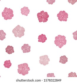 Light Pink, Red vector seamless doodle pattern with flowers. Flowers with gradient on white background. Design for textile, fabric, wallpapers.