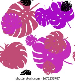 Light Pink, Red vector seamless abstract design with leaves. Doodle illustration of leaves in Origami style with gradient. Texture for window blinds, curtains.