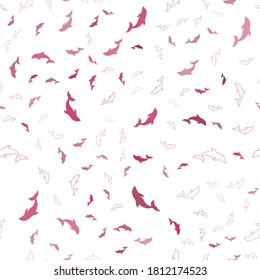 Light Pink, Red vector seamless backdrop with ocean dolphins. Modern abstract illustration with sea dolphins. Pattern for marine leaflets.