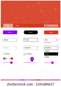 Light Pink, Red vector style guide with triangles, circles. Colorful ui/ux kit with triangles, circles in header. Modern template for your landing page.