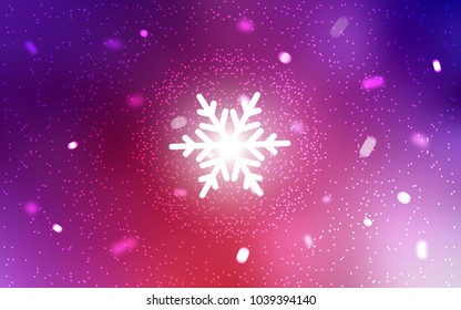 Light Pink, Red vector template with ice snowflakes. Blurred decorative design in xmas style with snow. The template can be used as a new year background.