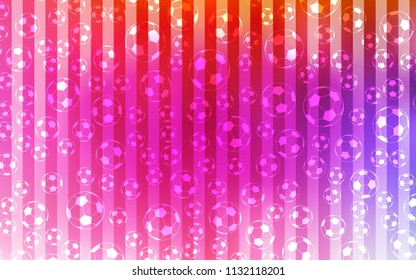 Light Pink, Red vector template with soccer symbols. Shining illustration with soccer balls on a colorful backdrop. Pattern for promotion of soccer games.