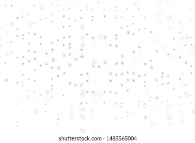 Light Pink, Red vector template with isolated numerals. Modern geometrical illustration with numerals. Pattern for ad, booklets, leaflets of education.