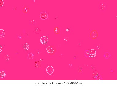 Light Pink, Red vector template with organic meal. Colorful decorative design of snacks in doodle style. Pattern for ads of breakfast, lunch, dinner.