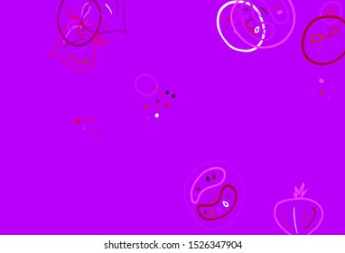 Light Pink, Red vector template with organic meal. Illustration with set of fresh food in doodle style. Pattern for menu of cafes, bars, restaurants.