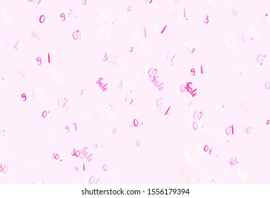 Light Pink, Red vector template with 30, 50, 90% selling. Abstract illustration with colorful gradient symbols of sales. Backdrop for super sales on Black Friday.