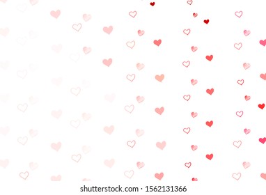 Light Pink, Red vector template with doodle hearts. Decorative shining illustration with hearts on abstract template. Pattern for marriage gifts, congratulations.