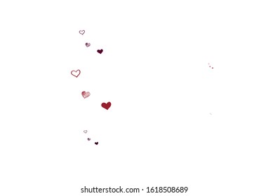 Light Pink, Red vector template with doodle hearts. Illustration with shapes of gradient hearts on blur backdrop. Design for celebrating of Valentine Day.