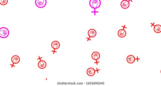 Light Pink, Red vector template with businesswoman signs. Simple design in abstract style with women’s rights activism. Background for International Women’s Day.