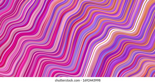 Light Pink, Red vector template with curved lines. Bright illustration with gradient circular arcs. Template for your UI design.