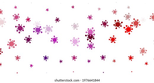 Light pink, red vector template with flu signs. Simple design in abstract style with infection forms. Simple design against epidemic information.