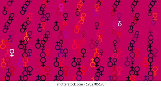 Light Pink, Red vector template with businesswoman signs. Abstract illustration with a depiction of women's power. Elegant design for wallpapers.