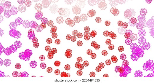 Light pink, red vector template with ice snowflakes. Abstract gradient colorful snowflakes and snow elements. Poster, banner  for New year design.