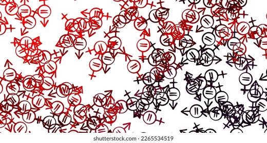 Light Pink, Red vector template with businesswoman signs. Colorful illustration with gradient feminism shapes. Best design to show the power of women.