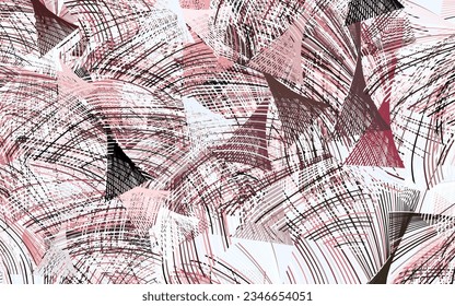 Plantilla vectorial roja y rosa claro con formas caóticas.