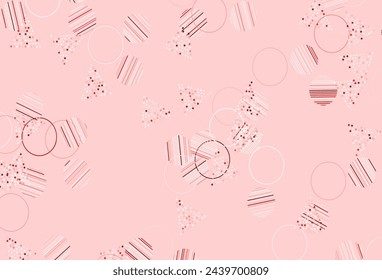 Hellrosa, rote Vektorvorlage mit Kristallen, Kreisen. Dekoratives Design im abstrakten Stil mit Linien, Punkten. Moderne Vorlage für Landing Page.