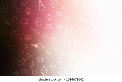 Light Pink, Red vector texture with sweets, candies. Beautiful colored illustration with candies in doodle style. Doodle design for your business advert of cafes.