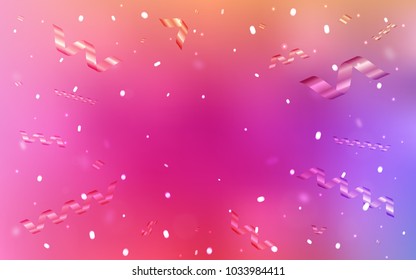 Light Pink, Red vector texture with birthday confetti. Modern geometrical abstract illustration with carnival ribbons. New design for ad, poster, banner of your Party.