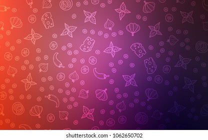 Light Pink, Red vector texture with delicious snacks. Glitter abstract sketch with gourmet food. Pattern for menu of cafes, bars, restaurants.