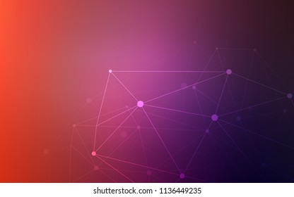 Light Pink, Red vector texture with disks, lines. Glitter abstract illustration with connection of triangle structure. Completely new template for your brand book.